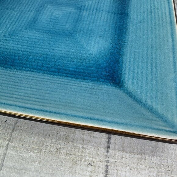 Home Target ZAZEN Reactive Crackled Turquoise Chocolate Out Dinner Plates Set 2 - Picture 12 of 16